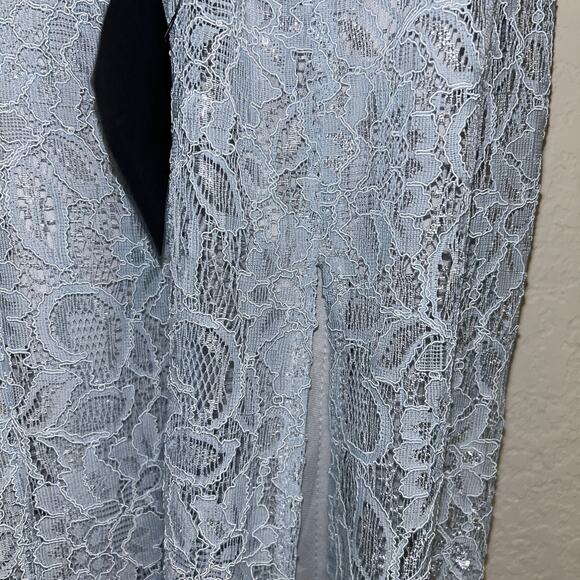 Lulus Dreaming of This Ice Blue Embroidered Lace Sleeveless Maxi Dress Sz Small - Picture 8 of 9